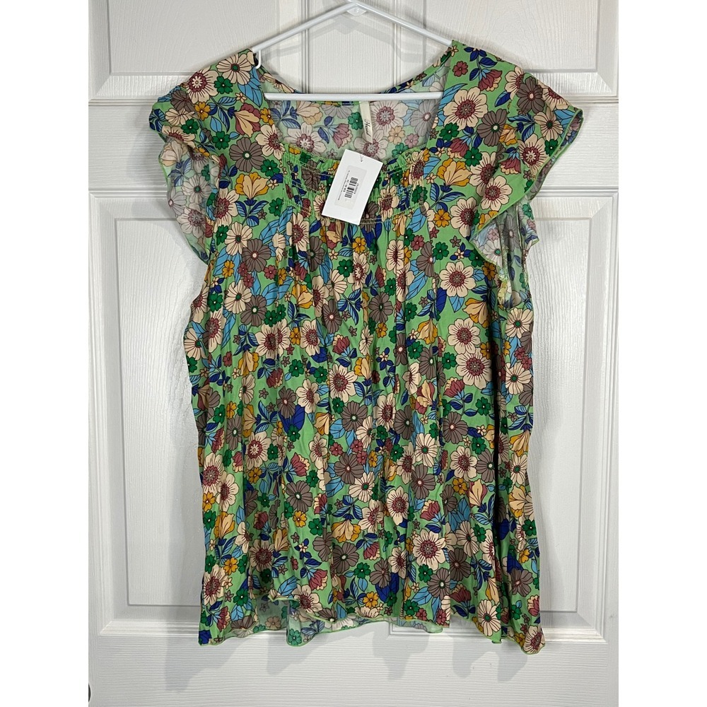 NWT- Hesed Blooming in the Summer Mixed Floral Mint Top Plus - Size 3X
